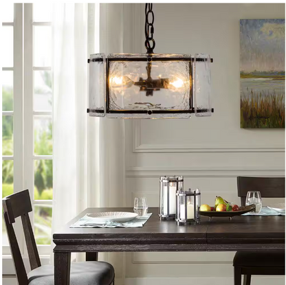 EDISLIVE Chloe 3-Light 11.8 in. Water Glass Black Chandelier for Dinning Room