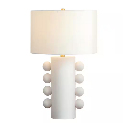 Meyer&Cross Jurrah 26.75 in. Matte White Ceramic Table Lamp with Fabric Shade