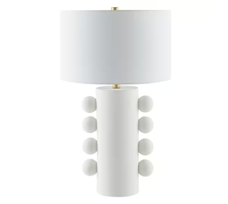 Meyer&Cross Jurrah 26.75 in. Matte White Ceramic Table Lamp with Fabric Shade