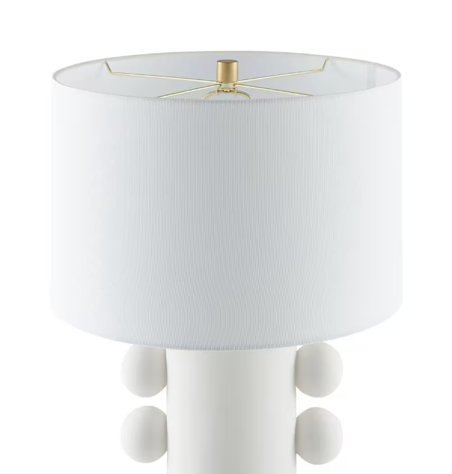 Meyer&Cross Jurrah 26.75 in. Matte White Ceramic Table Lamp with Fabric Shade