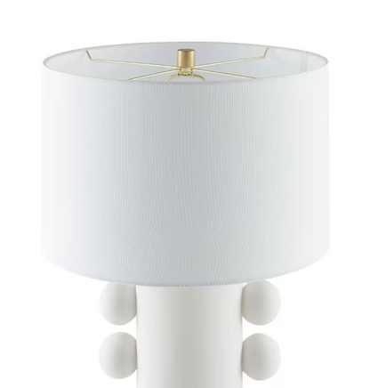 Meyer&Cross Jurrah 26.75 in. Matte White Ceramic Table Lamp with Fabric Shade