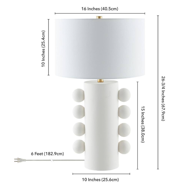 Meyer&Cross Jurrah 26.75 in. Matte White Ceramic Table Lamp with Fabric Shade