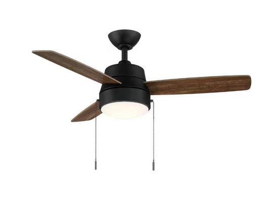 Hampton Bay Caprice 44 in. Integrated LED Indoor Matte Black Ceiling Fan with Light Kit