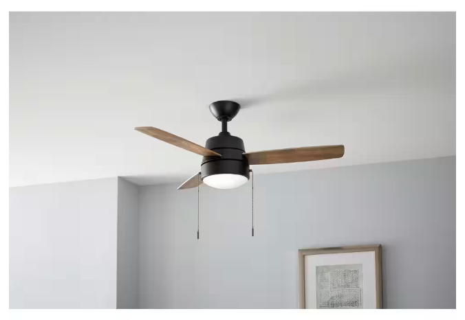 Hampton Bay Caprice 44 in. Integrated LED Indoor Matte Black Ceiling Fan with Light Kit