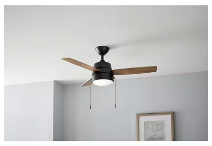 Hampton Bay Caprice 44 in. Integrated LED Indoor Matte Black Ceiling Fan with Light Kit