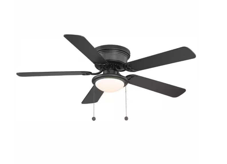 Hugger 52 in. LED Indoor Black Ceiling Fan with Light Kit