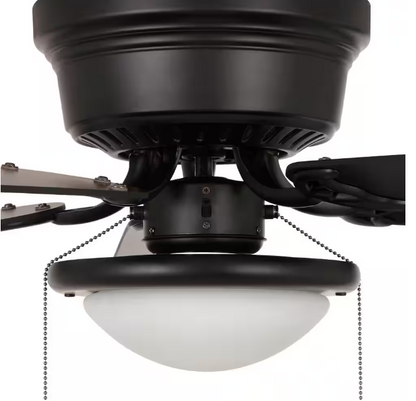 Hugger 52 in. LED Indoor Black Ceiling Fan with Light Kit