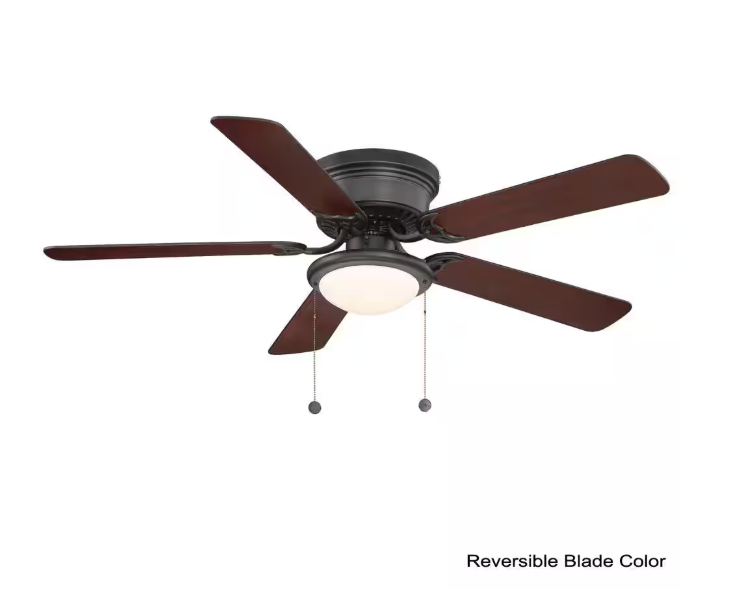 Hugger 52 in. LED Indoor Black Ceiling Fan with Light Kit