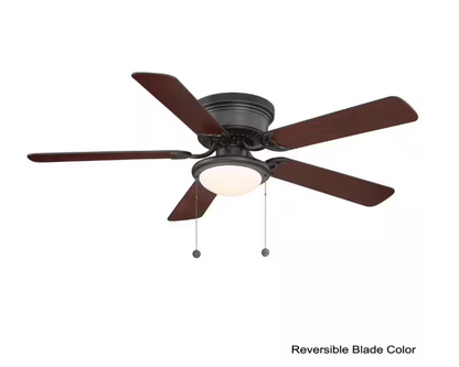 Hugger 52 in. LED Indoor Black Ceiling Fan with Light Kit