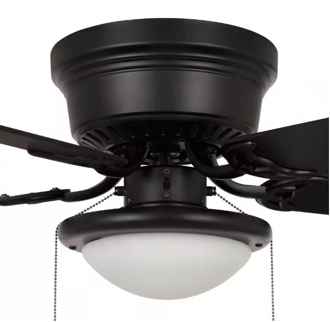 Hugger 52 in. LED Indoor Black Ceiling Fan with Light Kit
