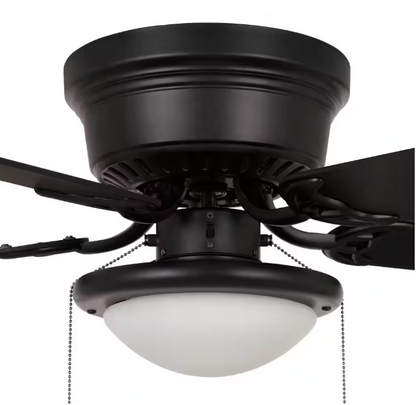 Hugger 52 in. LED Indoor Black Ceiling Fan with Light Kit