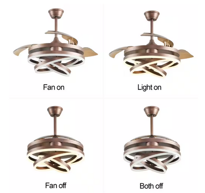 Oaks Aura Boca 42 in. LED Indoor Brown DIY Shape 6-Speed Retractable Ceiling Fan with Light, Latest DC Motor and Remote Control
