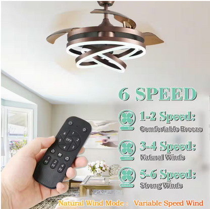 Oaks Aura Boca 42 in. LED Indoor Brown DIY Shape 6-Speed Retractable Ceiling Fan with Light, Latest DC Motor and Remote Control