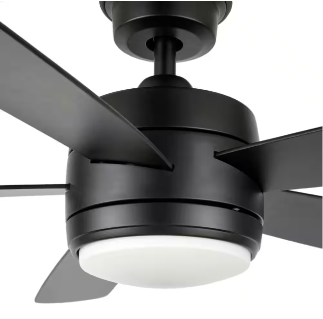 Hampton Bay Averly 52 in. Indoor Matte Black Ceiling Fan with Adjustable White Integrated LED with Remote Control Included