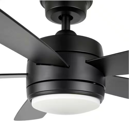 Hampton Bay Averly 52 in. Indoor Matte Black Ceiling Fan with Adjustable White Integrated LED with Remote Control Included