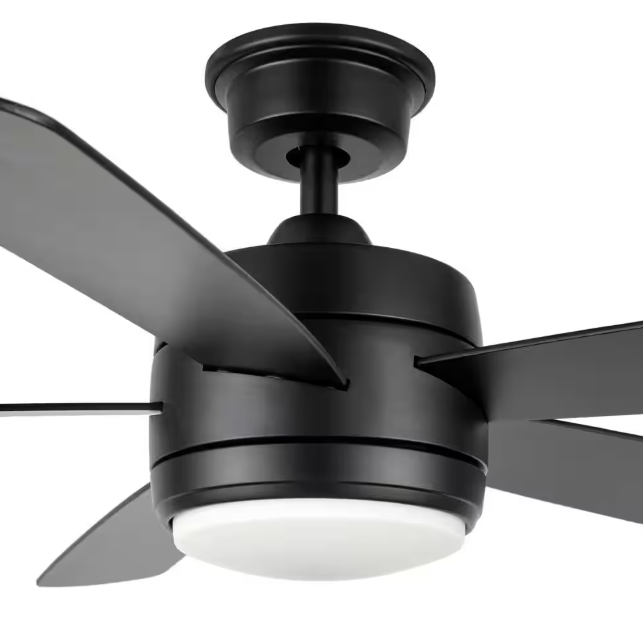 Hampton Bay Averly 52 in. Indoor Matte Black Ceiling Fan with Adjustable White Integrated LED with Remote Control Included