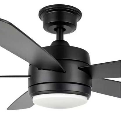 Hampton Bay Averly 52 in. Indoor Matte Black Ceiling Fan with Adjustable White Integrated LED with Remote Control Included