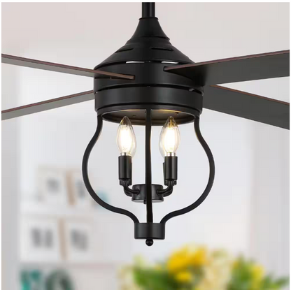 Oaks Aura Montez 52 in. Indoor Black 4-Light Farmhouse Modern Ceiling Fan w/Light, Rustic 6-Speed Reversible Ceiling Fan w/Remote