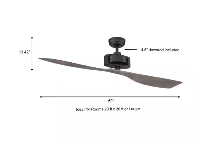 Home Decorators Collection Alderbrook 60 in. Indoor Matte Black Ceiling fan with Remote Control