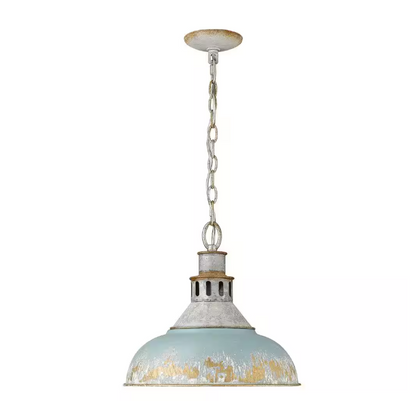 Golden Lighting Kinsley 1-Light Aged Galvanize Steel Standard Pendant Antique Teal