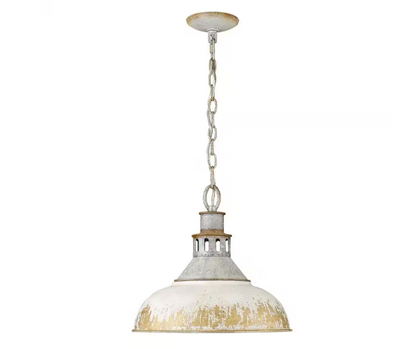 Golden Lighting Kinsley 1-Light Aged Galvanize Steel Standard Pendant Antique Ivory