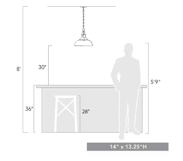 Golden Lighting Kinsley 1-Light Aged Galvanize Steel Standard Pendant Antique Ivory