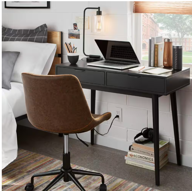 Simple Designs 19 in. Bronson Antique Style Black Industrial Iron Lantern Desk Lamp with Glass Shade