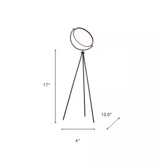 HomeRoots 60 in. Black LED Tripod Color Changing Ring Light Floor Lamp
