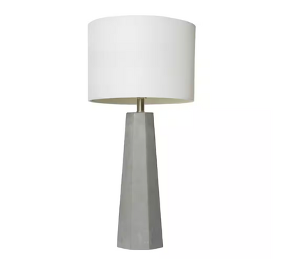 Elegant Designs 30.5 in. White Concrete Table Lamp with Fabric Shade