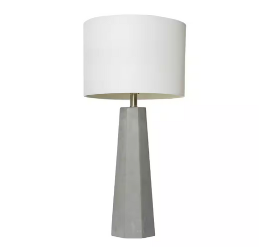 Elegant Designs 30.5 in. White Concrete Table Lamp with Fabric Shade