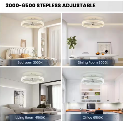 FANNEHONNE 20 in. Integrated LED Indoor White Flush Mount Ceiling Fan with Light for Low Profile Bedroom