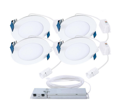 HALO QuickLink Low Voltage, 4 in. Selectable CCT 2700-5000K, 600 Lumens, Slim Canless LED Starter Kit-4pack, Dimmable