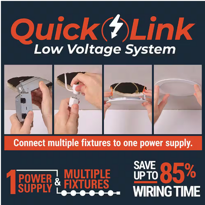 HALO QuickLink Low Voltage, 4 in. Selectable CCT 2700-5000K, 600 Lumens, Slim Canless LED Starter Kit-4pack, Dimmable