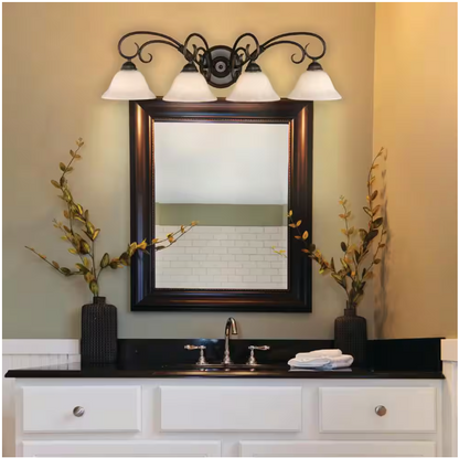 Golden Lighting Homestead Collection 4-Light Rubbed Bronze Bath Vanity Light