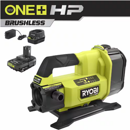 RYOBI ONE+ HP 18V 1/4 hp Cordless Battery Powered Transfer Pump with 2.0 Ah Battery and Charger