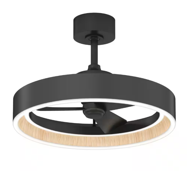 Artika Alton 24 in. Indoor Black and Wood 8 Steps CCT 18.7 in. Integrated LED Ceiling Fan with Remote Included
