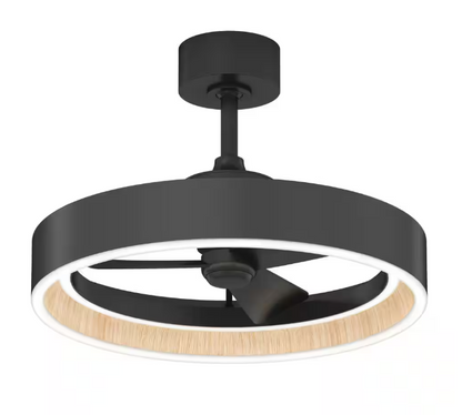 Artika Alton 24 in. Indoor Black and Wood 8 Steps CCT 18.7 in. Integrated LED Ceiling Fan with Remote Included