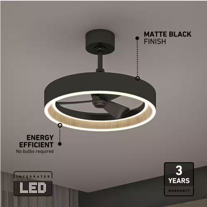 Artika Alton 24 in. Indoor Black and Wood 8 Steps CCT 18.7 in. Integrated LED Ceiling Fan with Remote Included