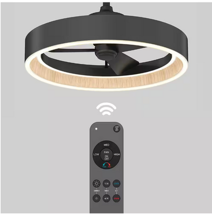 Artika Alton 24 in. Indoor Black and Wood 8 Steps CCT 18.7 in. Integrated LED Ceiling Fan with Remote Included