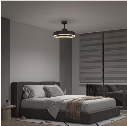 Artika Alton 24 in. Indoor Black and Wood 8 Steps CCT 18.7 in. Integrated LED Ceiling Fan with Remote Included