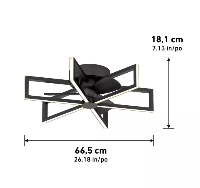Artika Swirl 26 in. Indoor Black 8-Steps CCT 18.7 in. Integrated LED Ceiling Fan with Remote Included