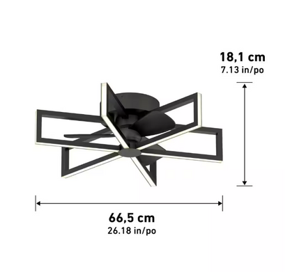 Artika Swirl 26 in. Indoor Black 8-Steps CCT 18.7 in. Integrated LED Ceiling Fan with Remote Included