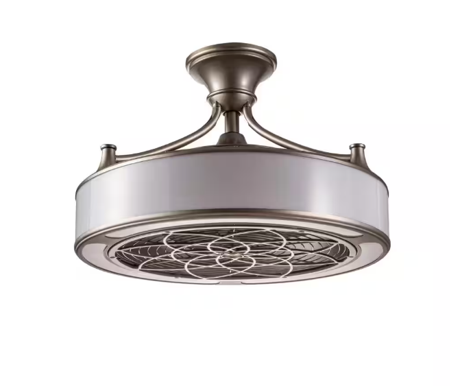 Home Decorators Collection Windara 22 in. LED Indoor/Covered Outdoor Brushed Nickel Ceiling Fan with Light Kit and Remote Control