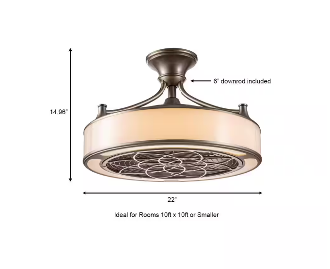 Home Decorators Collection Windara 22 in. LED Indoor/Covered Outdoor Brushed Nickel Ceiling Fan with Light Kit and Remote Control