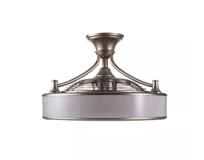 Home Decorators Collection Windara 22 in. LED Indoor/Covered Outdoor Brushed Nickel Ceiling Fan with Light Kit and Remote Control