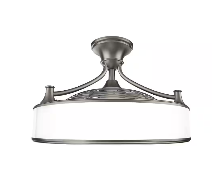 Home Decorators Collection Windara 22 in. LED Indoor/Covered Outdoor Brushed Nickel Ceiling Fan with Light Kit and Remote Control
