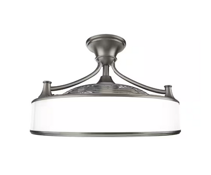 Home Decorators Collection Windara 22 in. LED Indoor/Covered Outdoor Brushed Nickel Ceiling Fan with Light Kit and Remote Control