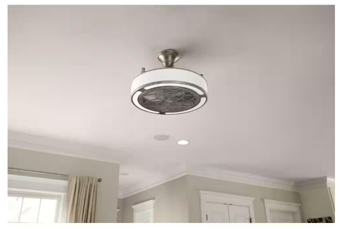 Home Decorators Collection Windara 22 in. LED Indoor/Covered Outdoor Brushed Nickel Ceiling Fan with Light Kit and Remote Control