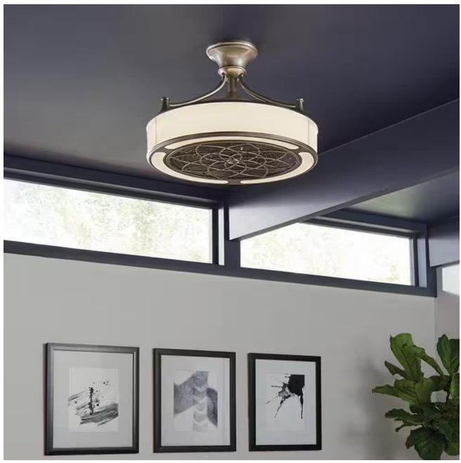 Home Decorators Collection Windara 22 in. LED Indoor/Covered Outdoor Brushed Nickel Ceiling Fan with Light Kit and Remote Control