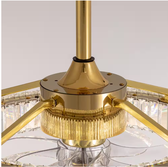 FANNEHONNE Diamond 22 in. Smart Indoor Brass Ceiling Fan with Crystal Integrated LED Light
